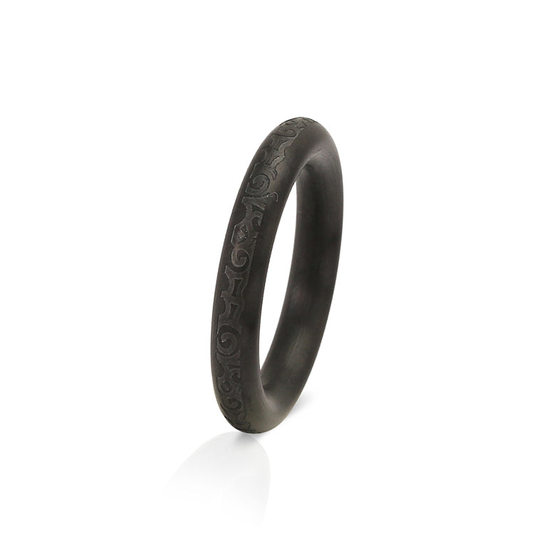 Edelstahl Ring 4mm PNEU schwarz mit Muster