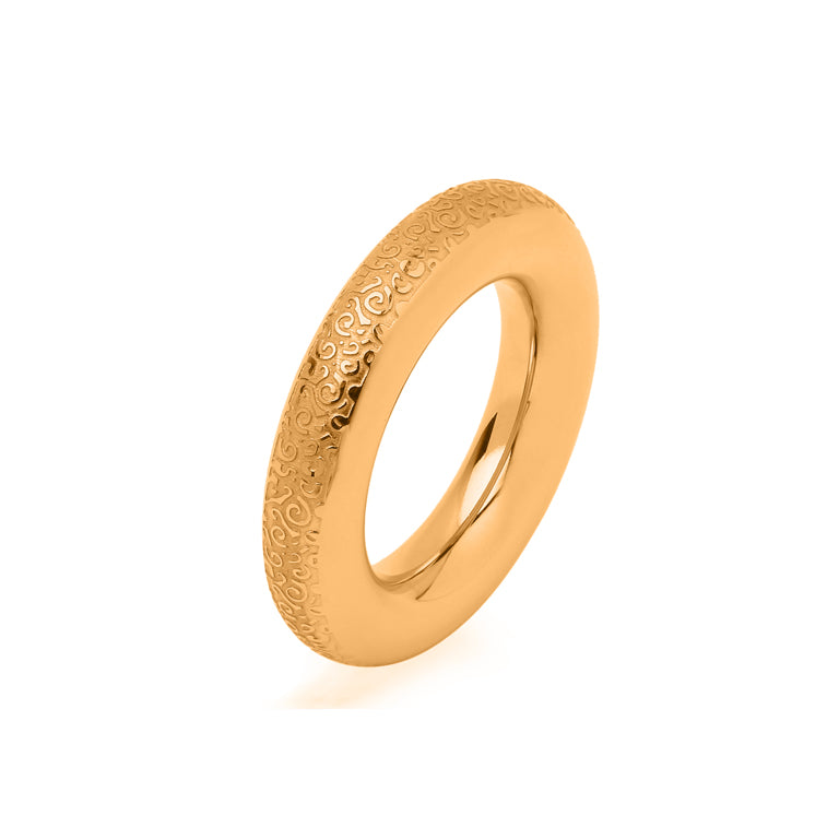 Edelstahl Ring 6mm PNEU gelb mit Muster